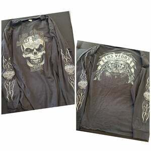 Vintage 2016 Harley-Davidson Las Vegas Nevada Skull Graphic Long Sleeve Shirt